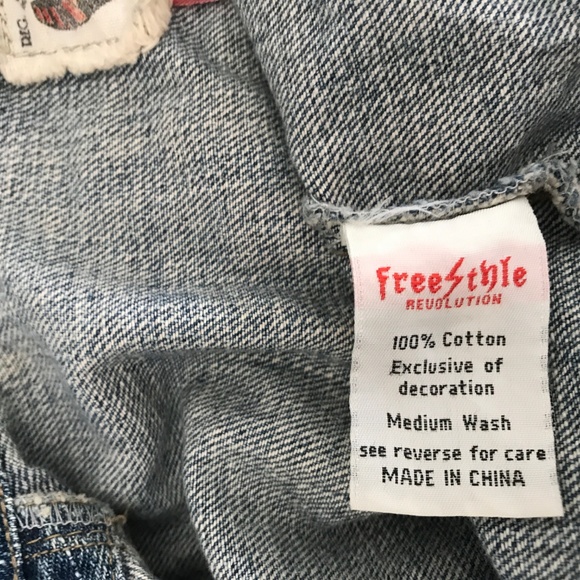 VTG Free Style Revolution Denim Distr jacket Sz L - Picture 3 of 7